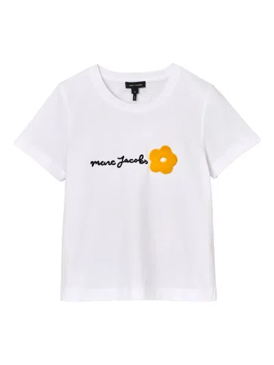 Marc Jacobs Logo Flower Appliqué Tee In White