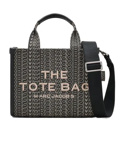 MARC JACOBS MARC JACOBS MONOGRAM JACQUARD LOGO DETAILED SMALL TOTE BAG