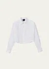 Marc Jacobs Logo-jacquard Crop Button-down Femme Shirt In White