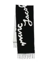 Marc Jacobs Logo-jacquard Fringed Scarf In Black
