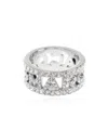 Marc Jacobs Logo-lettering Crystal-embellishment Ring In Metallic