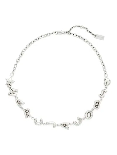 Marc Jacobs Logo-lettering Necklace In Silver