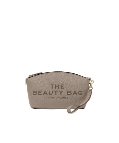 Marc Jacobs Logo Makeup Bag In Grey Leather