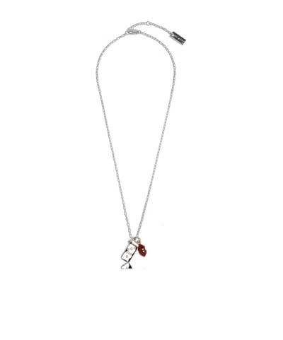 Marc Jacobs Logo Necklace In Metallic