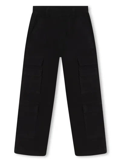 Marc Jacobs Kids' Logo-patch Cargo Trousers In 黑色