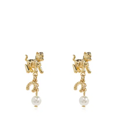 Marc Jacobs Logo Pendant Earrings In Gold