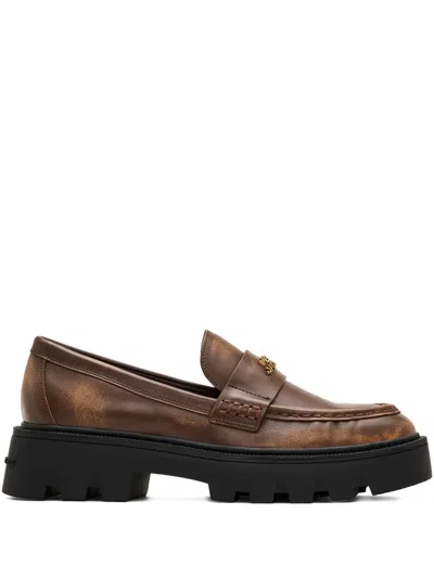 Marc Jacobs Logo-plaque Chunky Loafers In Brown