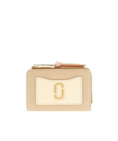 Marc Jacobs Logo-plaque Leather Wallet In Nude