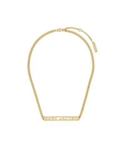 Marc Jacobs Logo-plaque Necklace In Yellow