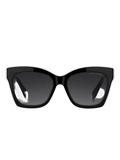 Marc Jacobs Logo-plaque Square-frame Sunglasses In Black