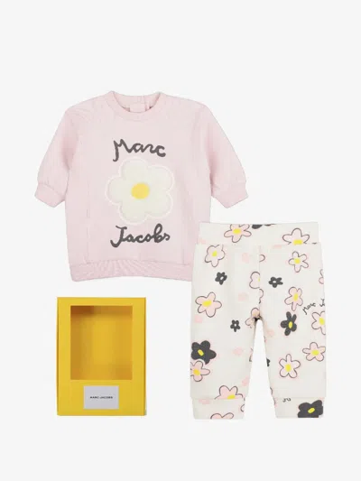 Marc Jacobs Logo Print Kids Mini Sweatshirt Romper In Rosa