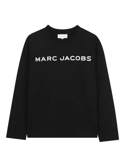 Marc Jacobs Logo Print Long Sleeve T-shirt For Boys In Black