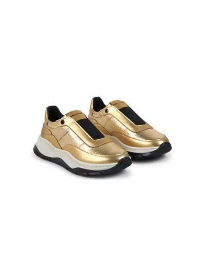 Marc Jacobs Kids' Logo-print Slip-on Sneakers In Gold