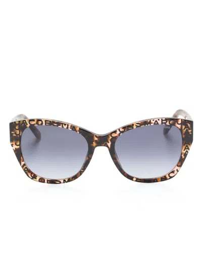 Marc Jacobs Logo-print Square-frame Sunglasses In Brown