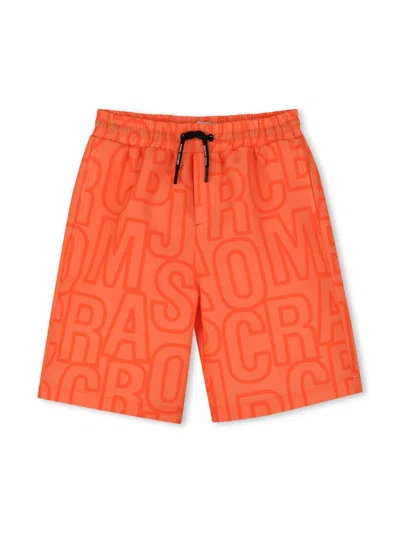 Marc Jacobs Kids' Logo-print Swim Shorts In Orange