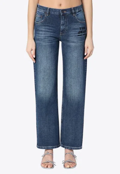 MARC JACOBS LOGO PRINT WASHED-EFFECT JEANS