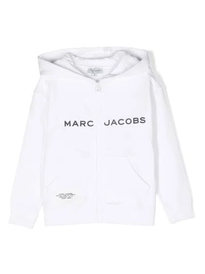 Marc Jacobs Logo-print Zip-up Hoodie In Weiss