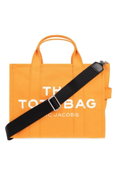 Marc Jacobs Logo Printed Zipped Medium Tote Bag In Orange