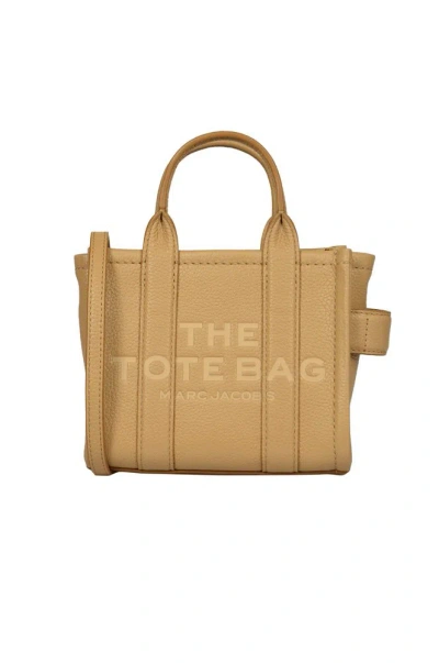 Marc Jacobs Logo Printed Zipped Mini Tote Bag In Beige