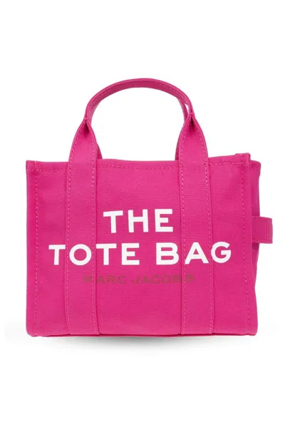 Marc Jacobs Logo Printed Zipped Small Tote Bag In Pink