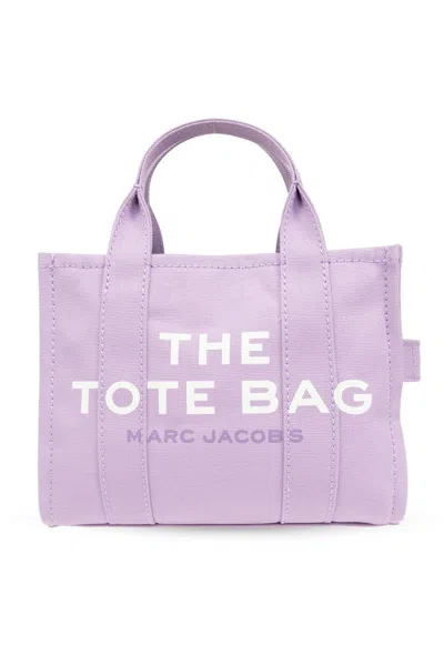 Marc Jacobs Logo Printed Zipped Small Tote Bag In Purple