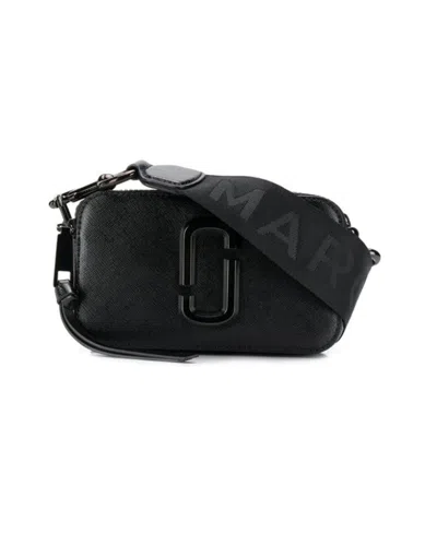 Marc Jacobs 'the Snapshot' Black Shoulder Bag With Metal Logo At The Front