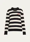 Marc Jacobs Pullover The Striped Brushed Logo Sweater In Black
