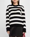 Marc Jacobs Pullover The Striped Brushed Logo Sweater In Black