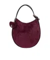 Marc Jacobs Curved Suede Shoulder Bag With Metal Hardware In Burgundy