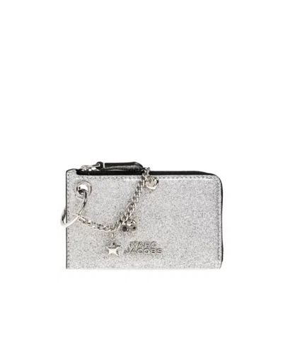 Marc Jacobs Logo Zipper Card Holder In Purple