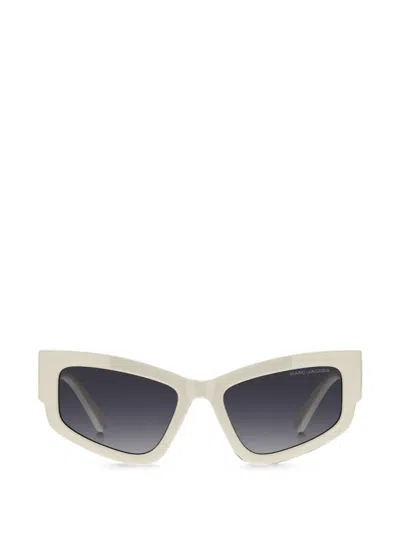 Marc Jacobs Logo-arm Geometric-frame Sunglasses In Blue
