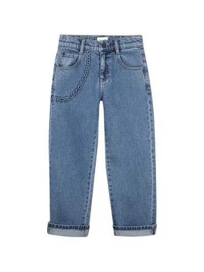 Marc Jacobs Kids' Logo-embroidered Chain-detail Jeans In Blue