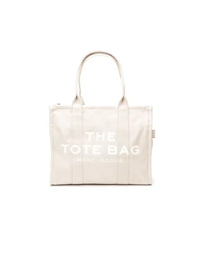 Marc Jacobs Logo-embroidered Cotton Tote Bag In Beige