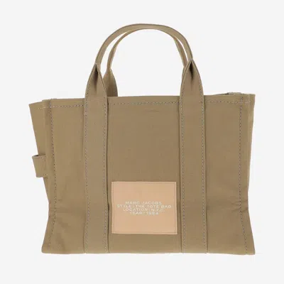 Marc Jacobs Logo-embroidered Cotton Tote Bag In Beige