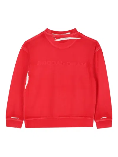 Marc Jacobs Logo-embroidered Crewneck Sweater For Boys In Rosso
