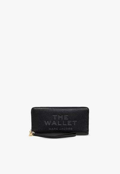 Marc Jacobs Logo-patched Leather Wallet In Black
