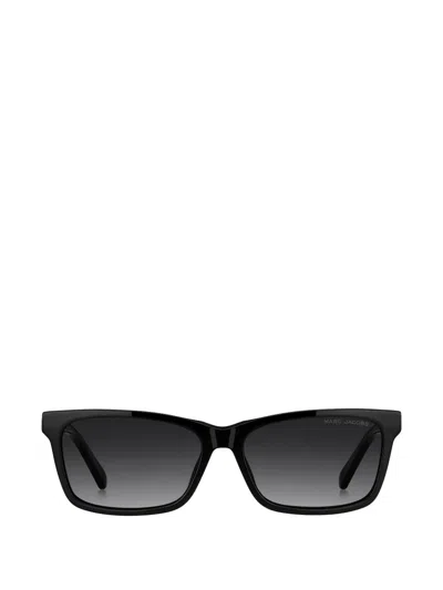 Marc Jacobs Logo-plaque Rectangle-frame Sunglasses In Black