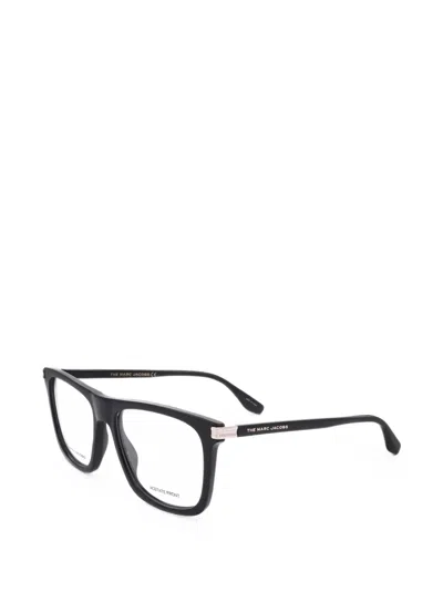 Marc Jacobs Logo-plaque Square-frame Glasses In Black