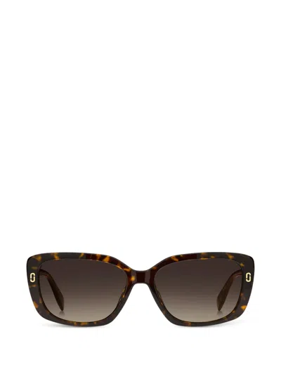 Marc Jacobs Logo-plaque Tortoiseshell-effect Sunglasses In Brown