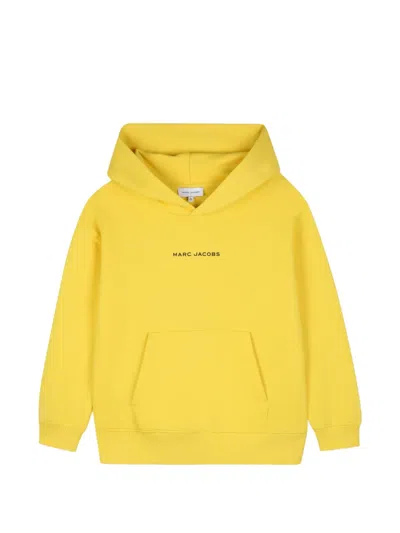 Marc Jacobs Kids' Logo-print Pouch-pocket Hoodie In Yellow
