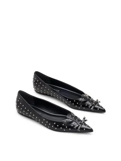 Marc Jacobs Logo-studded Leather Ballet Flats In Black