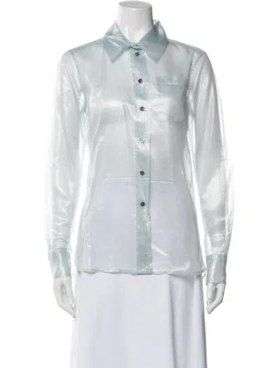 Pre-owned Marc Jacobs Long Sleeve Button-up Top In Blue