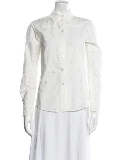 Pre-owned Marc Jacobs Long Sleeve Button-up Top In White