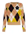 Marc Jacobs Preppy Daisy Argyle Crewneck Joy Yellow Multi In Neutral