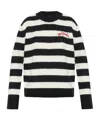 Marc Jacobs Pullover The Striped Brushed Logo Sweater In Black