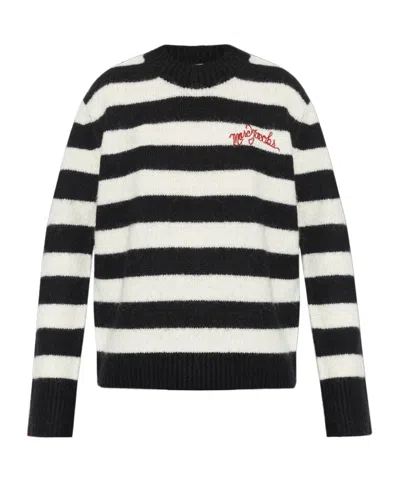 MARC JACOBS MARC JACOBS THE STRIPED BRUSHED LOGO EMBROIDERED JUMPER