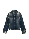 Marc Jacobs Distressed Denim Jacket With Collar And Stitching In Blue