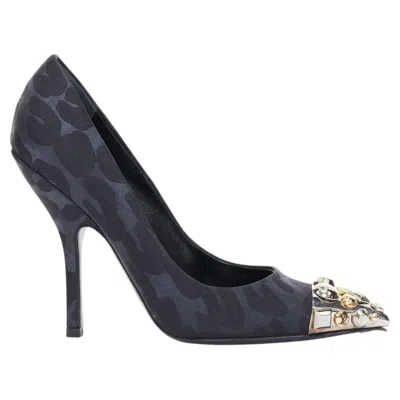 Pre-owned Marc Jacobs Louis Vuitton 2012 Bernice Black Blue Leopard Jacquard Metal Stud Pumps Eu35 Us5