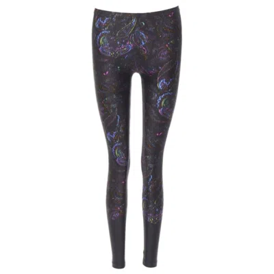 Pre-owned Marc Jacobs Louis Vuitton 2019 Black Blue Paisley Print Stretchy Legging Fr34 Xs Rare