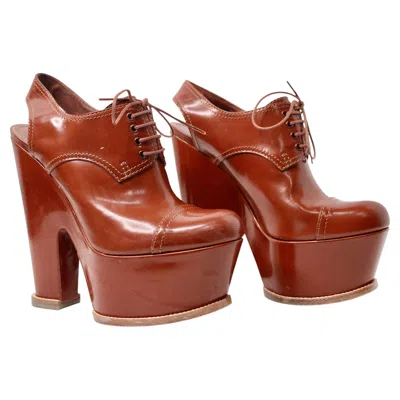 Pre-owned Marc Jacobs Louis Vuitton By  Brown Glossed Leather "'louisiana" Lace-up Heels